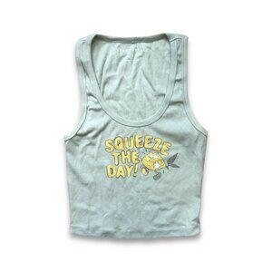Aeropostale Women’s Graphic Tank Top “Squeeze The Day” Lemon Print Size Small